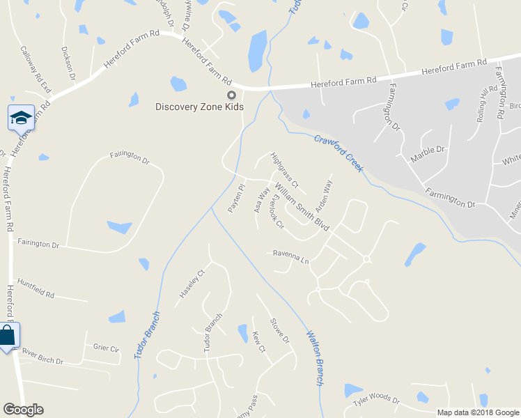 map of restaurants, bars, coffee shops, grocery stores, and more near 232 Asa Way in Evans