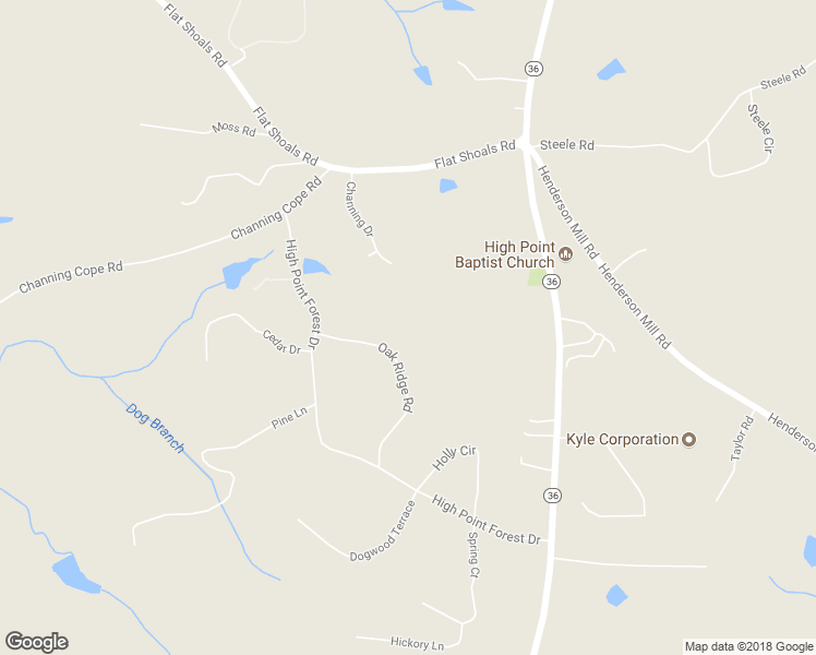 map of restaurants, bars, coffee shops, grocery stores, and more near 270 Oak Ridge Road in Covington