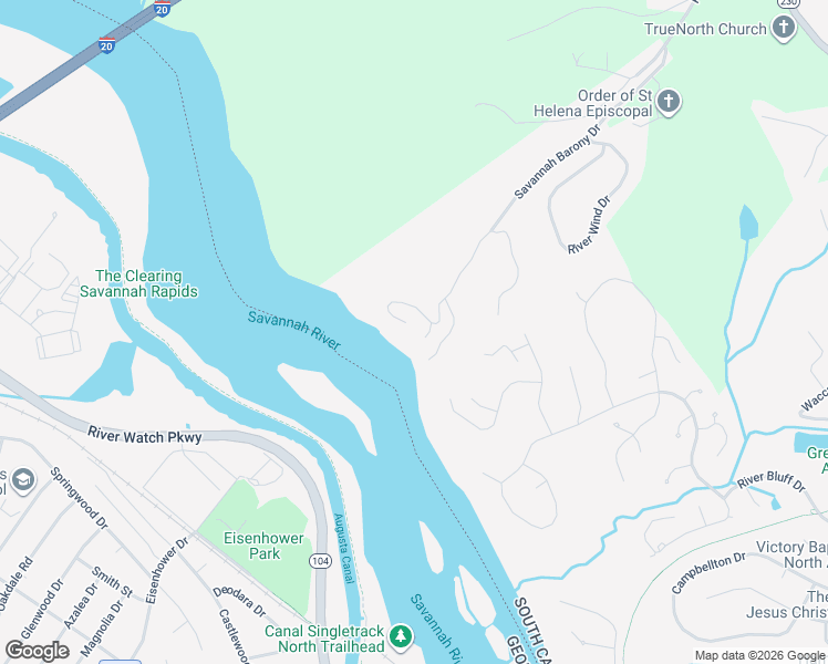 map of restaurants, bars, coffee shops, grocery stores, and more near 673 Rockbrook Lane in North Augusta