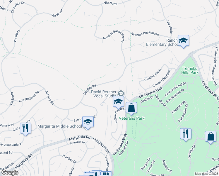 map of restaurants, bars, coffee shops, grocery stores, and more near 41321 Salt River Court in Temecula