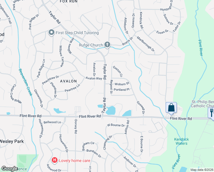 map of restaurants, bars, coffee shops, grocery stores, and more near 8507 Regent Street in Jonesboro