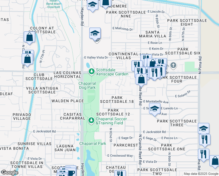map of restaurants, bars, coffee shops, grocery stores, and more near 5882 North 83rd Street in Scottsdale