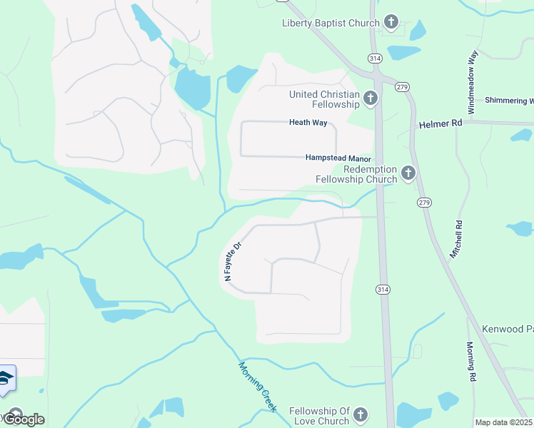 map of restaurants, bars, coffee shops, grocery stores, and more near 205 North Fayette Drive in Fayetteville