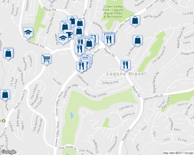 map of restaurants, bars, coffee shops, grocery stores, and more near 30371 Benecia Avenue in Laguna Beach