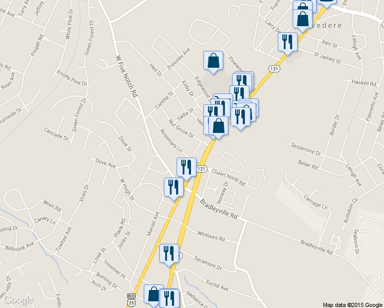 map of restaurants, bars, coffee shops, grocery stores, and more near 22 Fowkewood Court in North Augusta