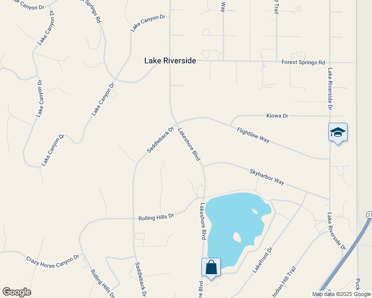 map of restaurants, bars, coffee shops, grocery stores, and more near 41265 Lakeshore Boulevard in Aguanga