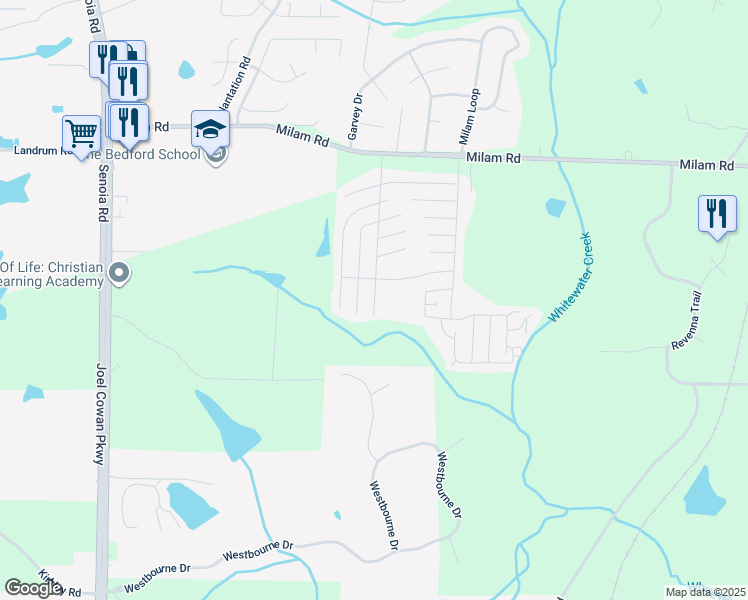 map of restaurants, bars, coffee shops, grocery stores, and more near 310 Woodside Boulevard in Fayetteville