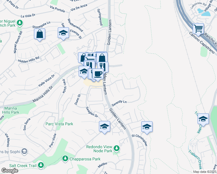 map of restaurants, bars, coffee shops, grocery stores, and more near 1 Fair Elms in Laguna Niguel