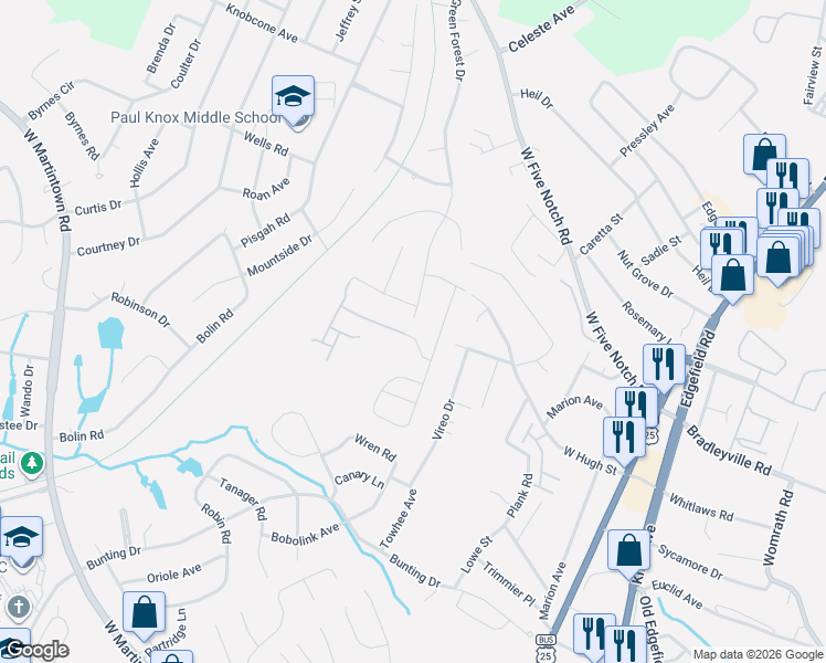 map of restaurants, bars, coffee shops, grocery stores, and more near 1800 Green Forest Drive in North Augusta