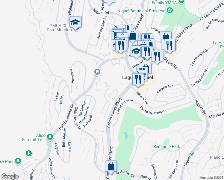 map of restaurants, bars, coffee shops, grocery stores, and more near 30326 Via Reata in Laguna Niguel