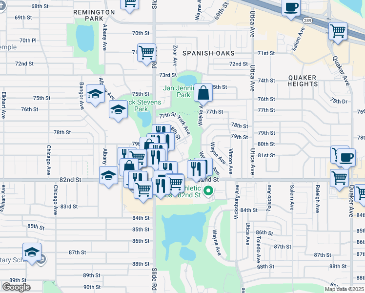 map of restaurants, bars, coffee shops, grocery stores, and more near 5110 80th Street in Lubbock