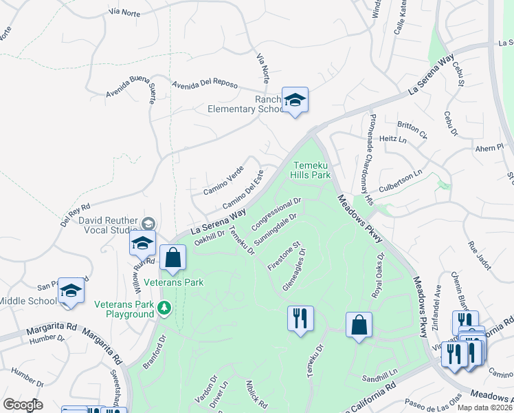map of restaurants, bars, coffee shops, grocery stores, and more near 41195 Sea Island Court in Temecula
