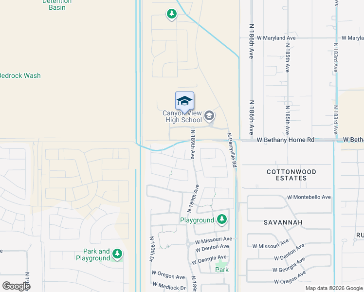 map of restaurants, bars, coffee shops, grocery stores, and more near 18947 West Palo Verde Drive in Litchfield Park