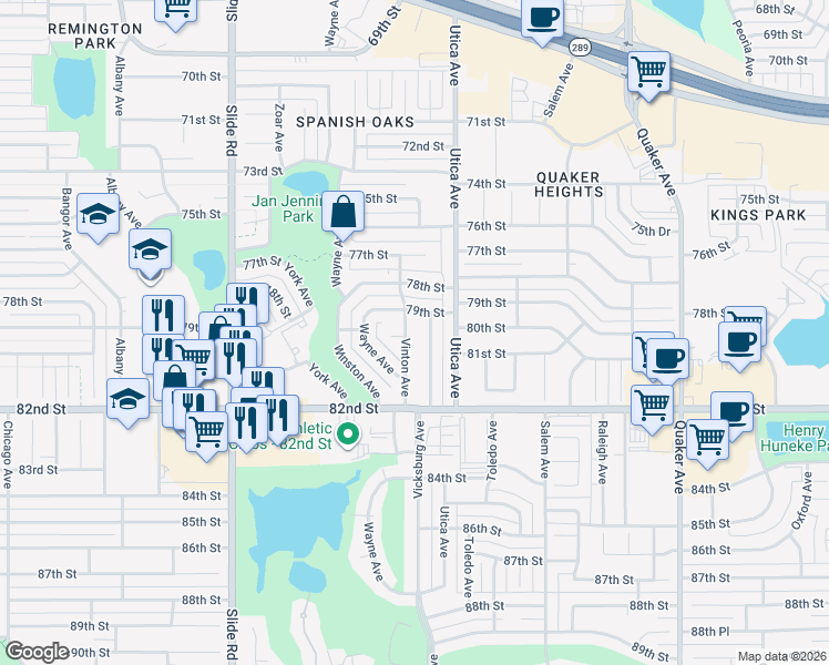 map of restaurants, bars, coffee shops, grocery stores, and more near 7905 Vinton Avenue in Lubbock
