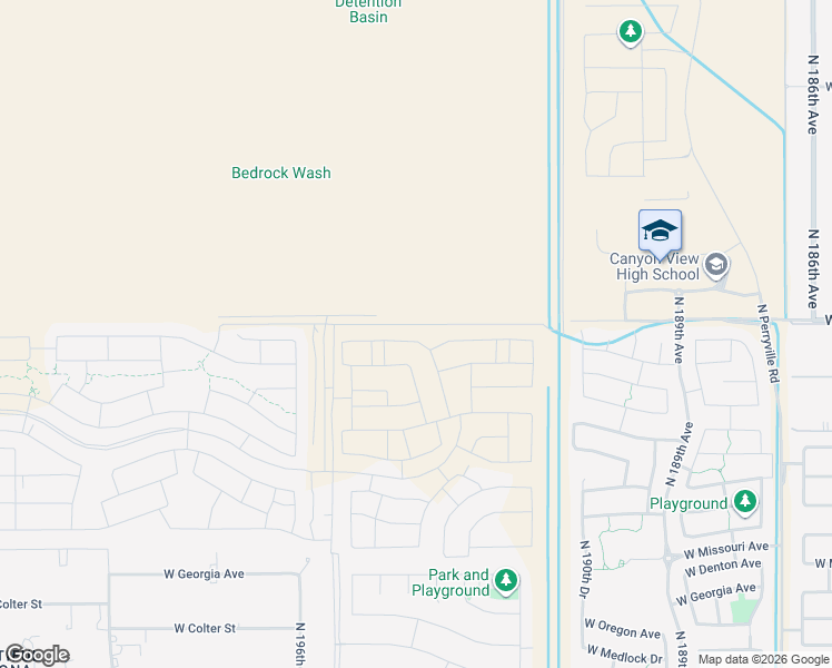 map of restaurants, bars, coffee shops, grocery stores, and more near Bethany Home Road in Litchfield Park