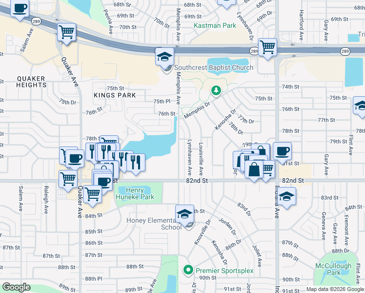 map of restaurants, bars, coffee shops, grocery stores, and more near 7805 Memphis Avenue in Lubbock