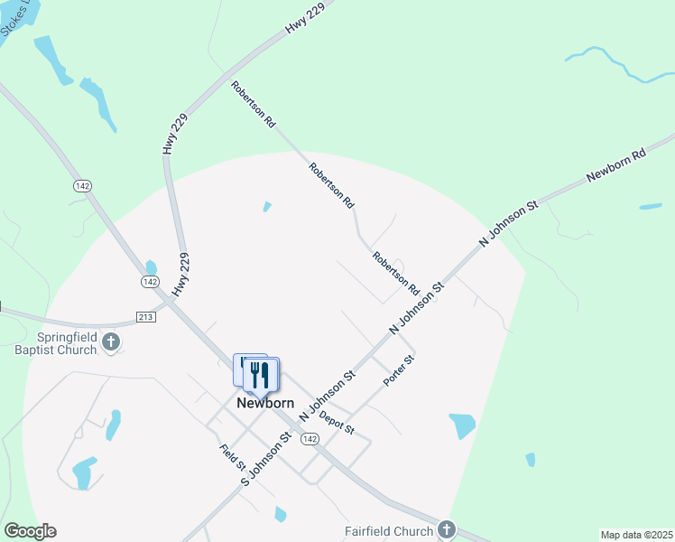 map of restaurants, bars, coffee shops, grocery stores, and more near 160 Springdale Court in Newborn