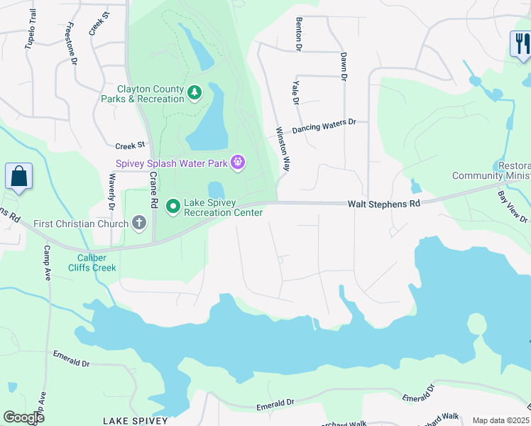 map of restaurants, bars, coffee shops, grocery stores, and more near 8518 Shoreview Court in Jonesboro