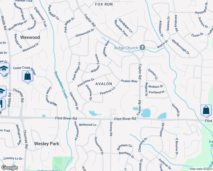 map of restaurants, bars, coffee shops, grocery stores, and more near 170 Peachtree Court in Riverdale
