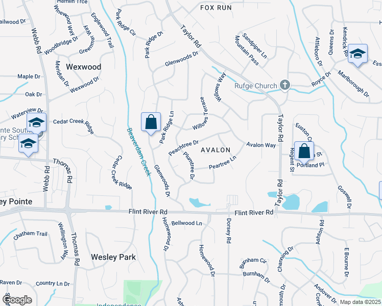 map of restaurants, bars, coffee shops, grocery stores, and more near 8544 Plumtree Drive in Riverdale