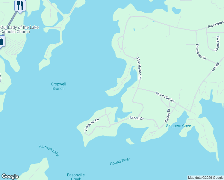 map of restaurants, bars, coffee shops, grocery stores, and more near 2325 Fraim Drive in Pell City