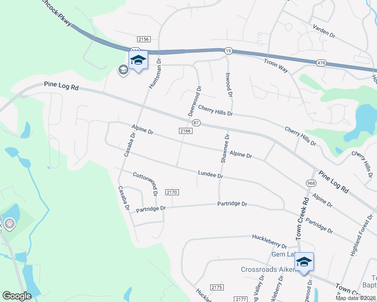 map of restaurants, bars, coffee shops, grocery stores, and more near 1850 Lundee Dr in Aiken