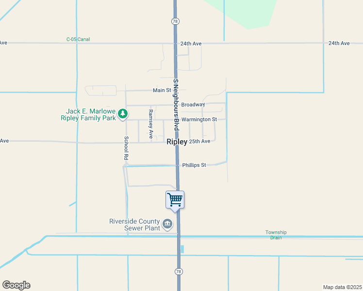 map of restaurants, bars, coffee shops, grocery stores, and more near 13991 South Neighbours Boulevard in Ripley