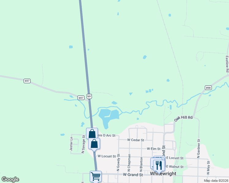 map of restaurants, bars, coffee shops, grocery stores, and more near 18048 U.S. 69 in Whitewright