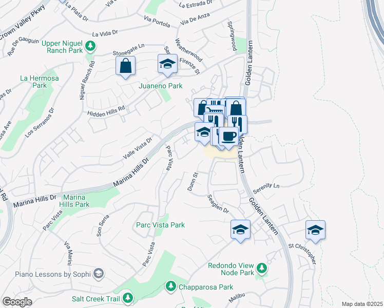 map of restaurants, bars, coffee shops, grocery stores, and more near 211 Chandon in Laguna Niguel