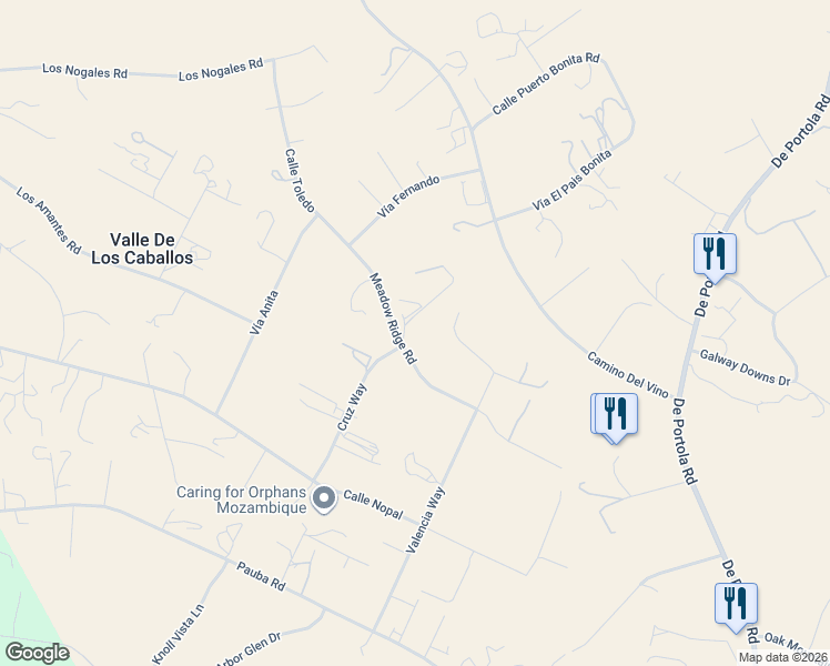 map of restaurants, bars, coffee shops, grocery stores, and more near 35890 Meadow Ridge Road in Temecula