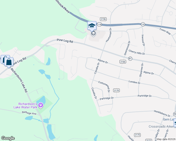 map of restaurants, bars, coffee shops, grocery stores, and more near 2017 Lundee Drive in Aiken