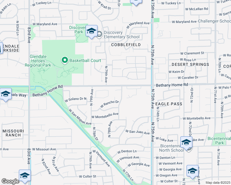 map of restaurants, bars, coffee shops, grocery stores, and more near 5811 North 77th Drive in Glendale