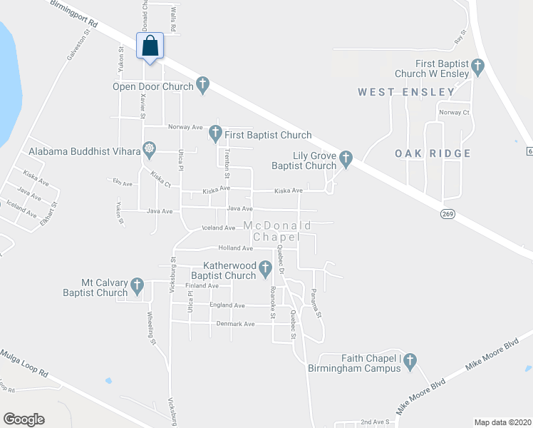 map of restaurants, bars, coffee shops, grocery stores, and more near in McDonald Chapel
