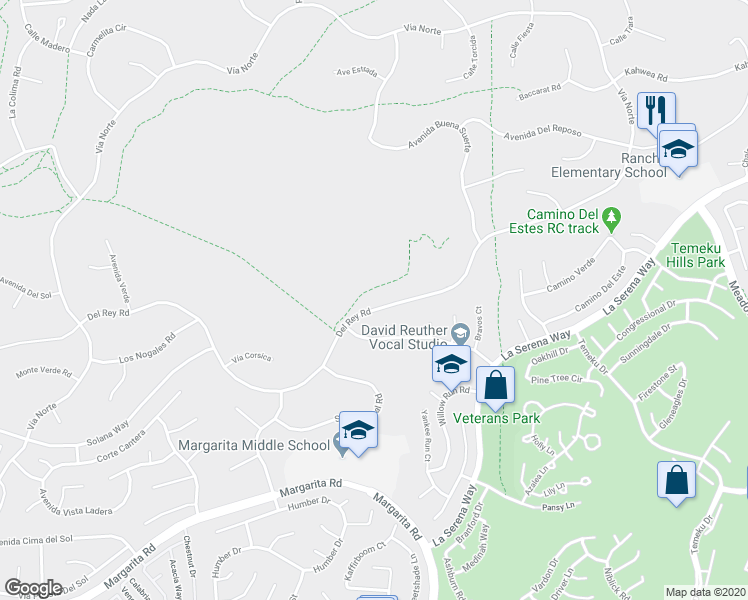 map of restaurants, bars, coffee shops, grocery stores, and more near 30580 Del Rey Road in Temecula