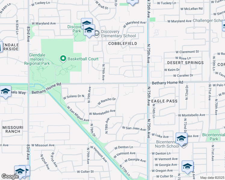 map of restaurants, bars, coffee shops, grocery stores, and more near 5811 North 77th Drive in Glendale