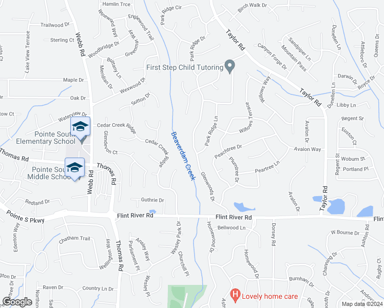 map of restaurants, bars, coffee shops, grocery stores, and more near 8535 Glenwoods Drive in Riverdale