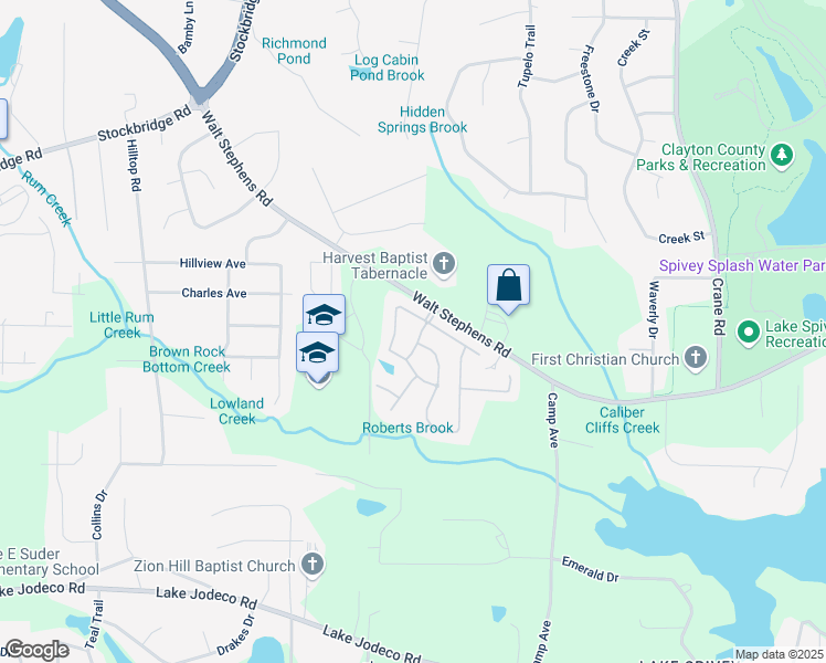 map of restaurants, bars, coffee shops, grocery stores, and more near 8495 Spivey Village Way in Jonesboro