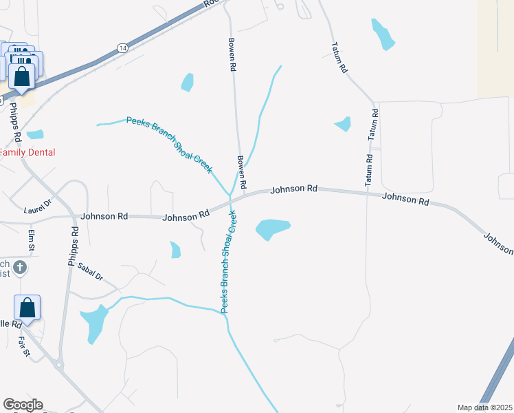 map of restaurants, bars, coffee shops, grocery stores, and more near 8070 Johnson Road in Palmetto