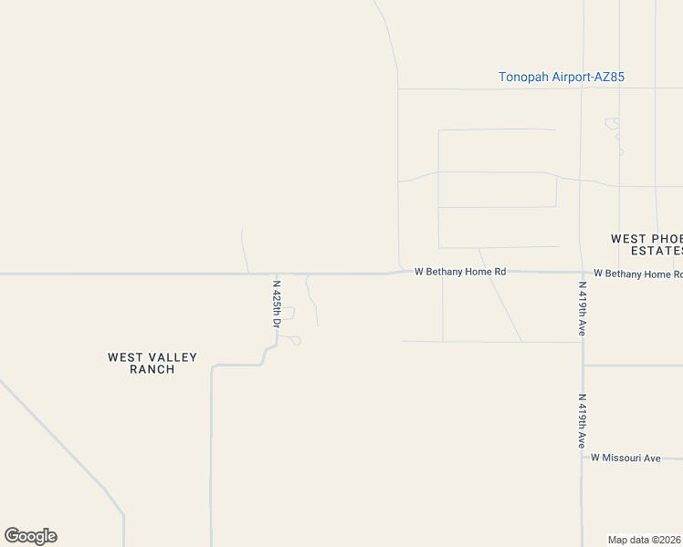 map of restaurants, bars, coffee shops, grocery stores, and more near 42439 West Bethany Home Road in Tonopah