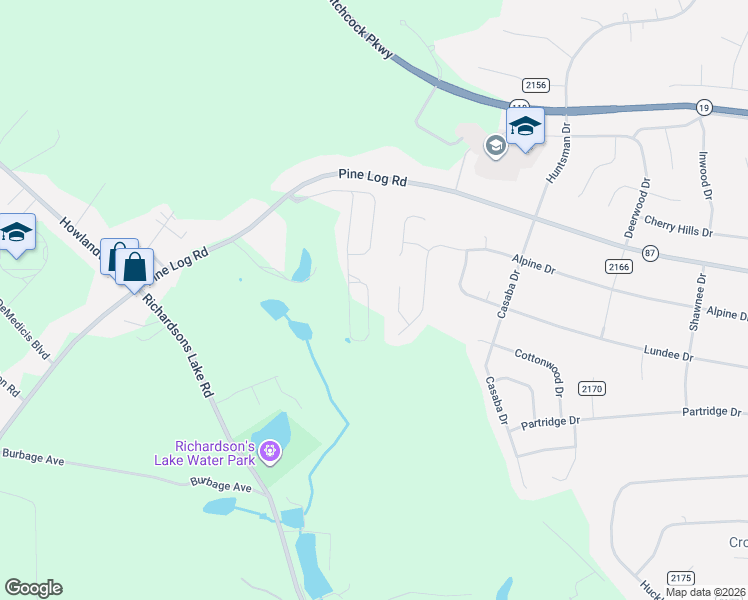 map of restaurants, bars, coffee shops, grocery stores, and more near 107 Woodruff Court in Aiken