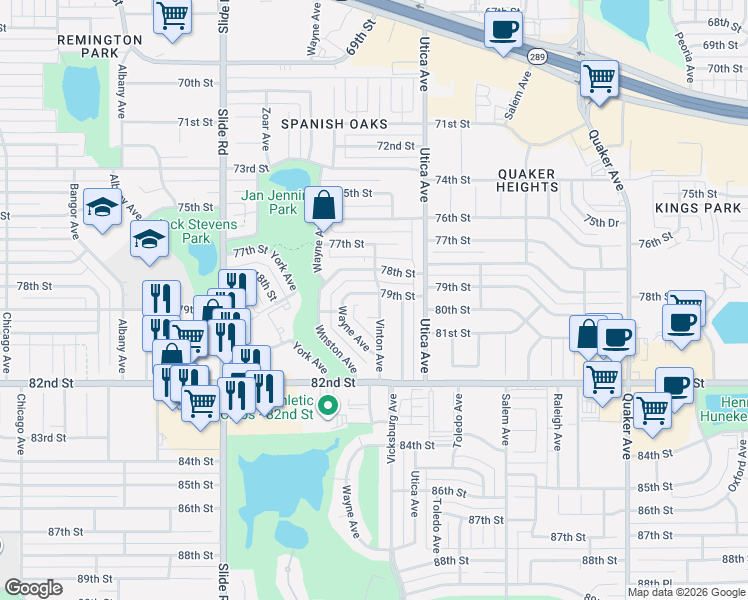 map of restaurants, bars, coffee shops, grocery stores, and more near 4903 80th Street in Lubbock