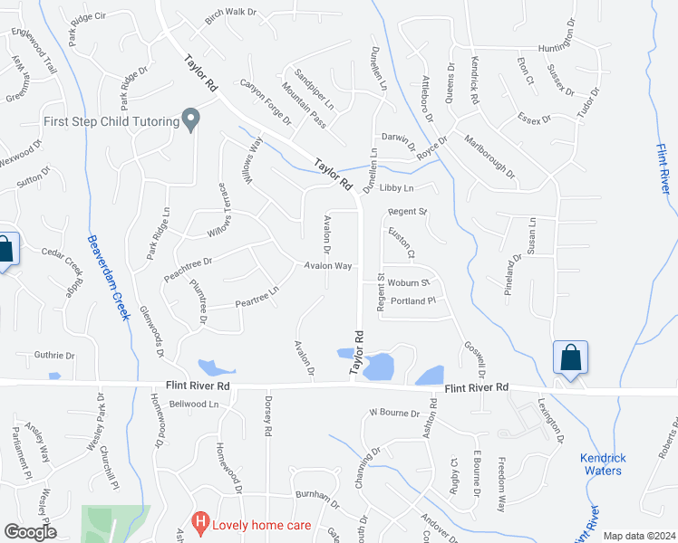 map of restaurants, bars, coffee shops, grocery stores, and more near 34 Avalon Way in Riverdale