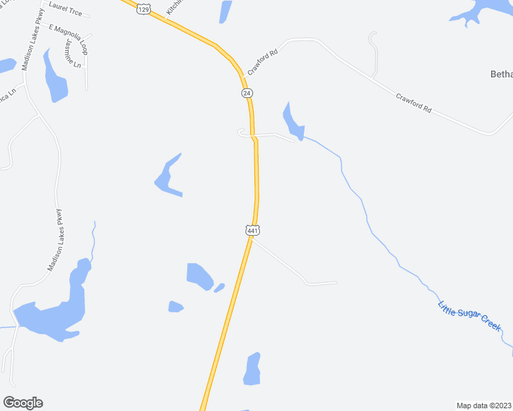 map of restaurants, bars, coffee shops, grocery stores, and more near Eatonton Road in Madison