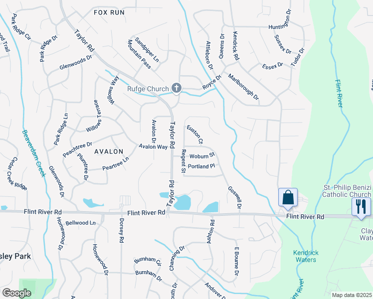 map of restaurants, bars, coffee shops, grocery stores, and more near 8455 Regent Street in Jonesboro