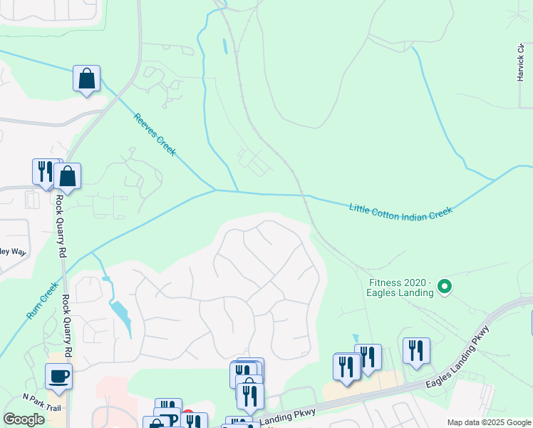 map of restaurants, bars, coffee shops, grocery stores, and more near 795 Deerwood Drive in Stockbridge