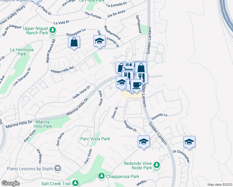 map of restaurants, bars, coffee shops, grocery stores, and more near 223 Chandon in Laguna Niguel
