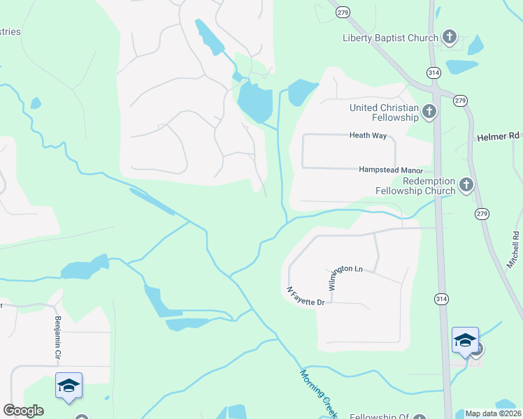 map of restaurants, bars, coffee shops, grocery stores, and more near 195 Shady Brook Walk in Fairburn