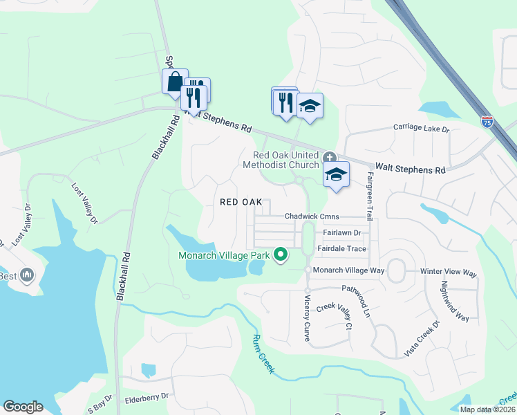 map of restaurants, bars, coffee shops, grocery stores, and more near 506 Anglewood Trace in Stockbridge