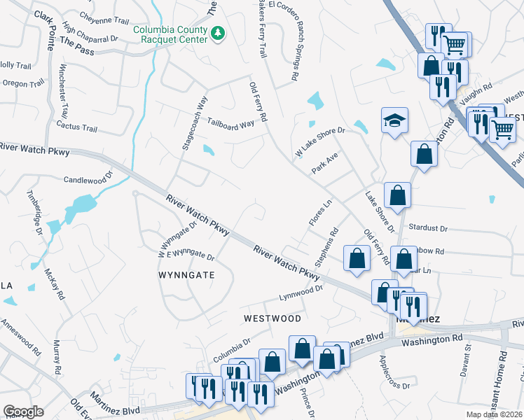 map of restaurants, bars, coffee shops, grocery stores, and more near 409 Congressional Court in Martinez