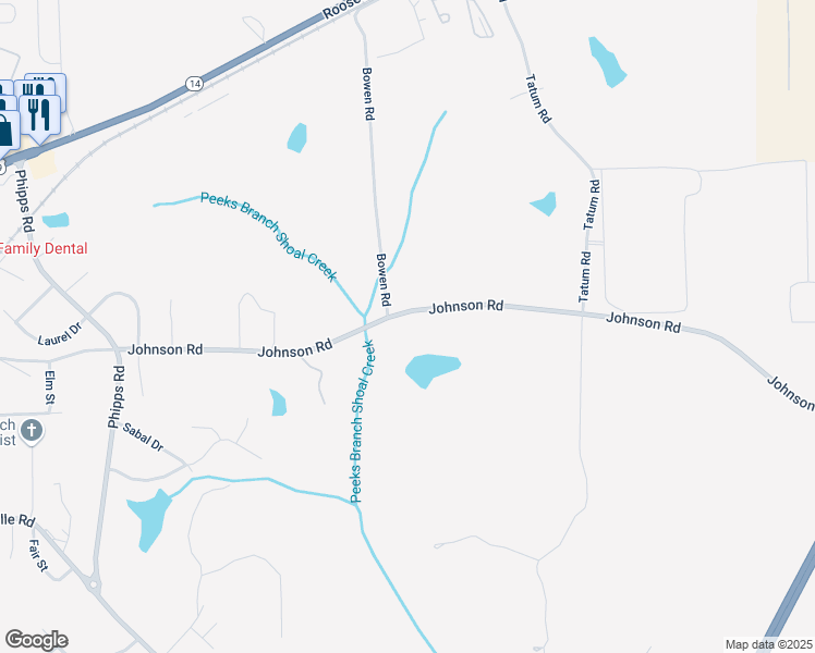 map of restaurants, bars, coffee shops, grocery stores, and more near 8070 Johnson Road in Palmetto